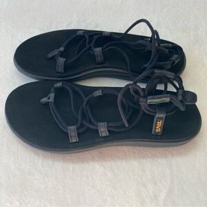 Teva Voya Infinity Strappy Sandals Women's 8 Black Gladiator Boho Walking